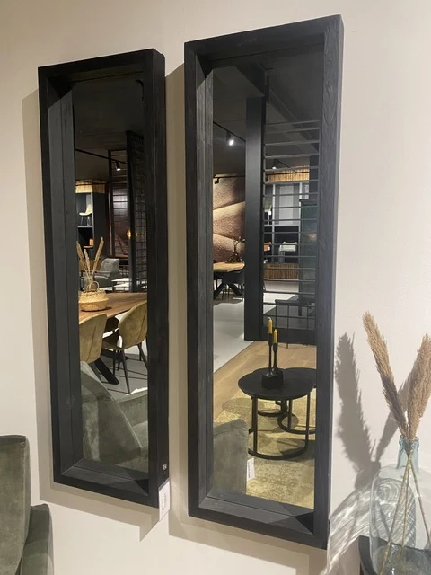 Spiegel Massivholz, Wandspiegel schwarz, Spiegel schwarz, Breite 45 cm