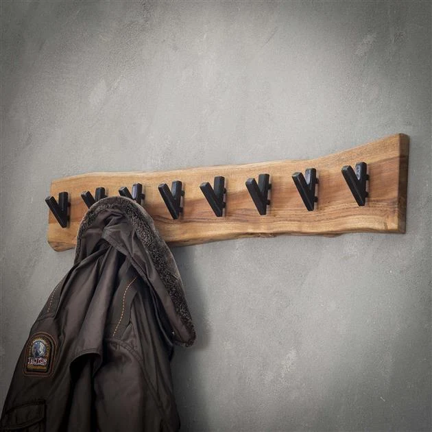 Garderobe naturell Holz, Garderobe aus natürlichem Akazienholz, Breite 90 cm