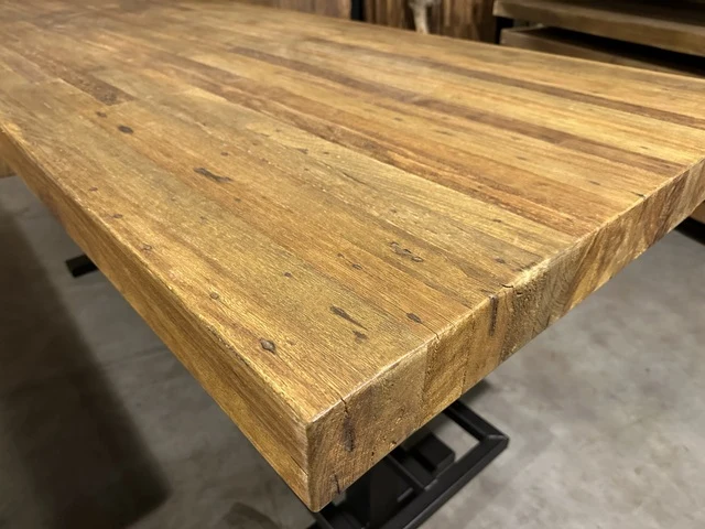 Bartisch Massivholz, Bartisch Metallgestell Tischplatte, Breite 240 cm