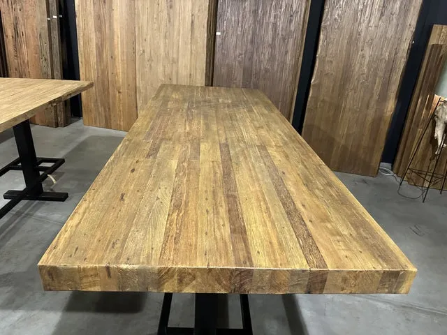 Bartisch Massivholz, Bartisch Metallgestell Tischplatte, Breite 200 cm