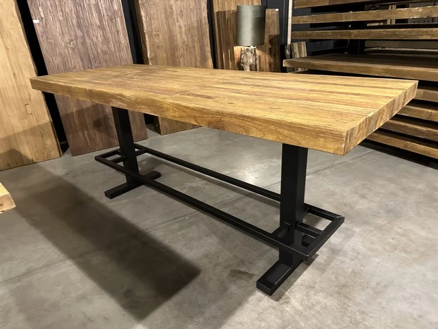 Bartisch Massivholz, Bartisch Metallgestell Tischplatte, Breite 280 cm