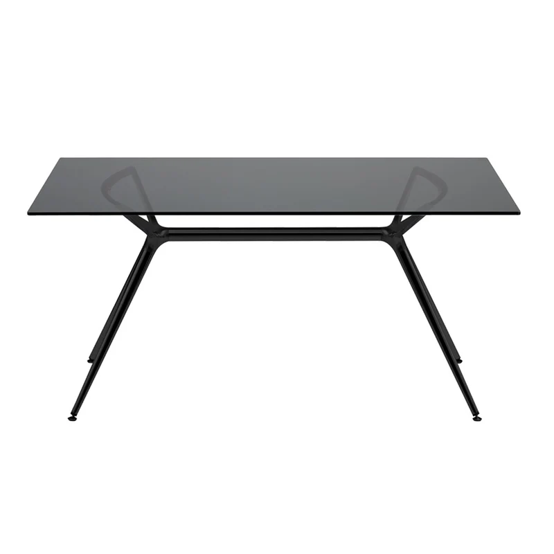 Glastisch schwarz, Esstisch schwarz Glasplatte, Tisch Glasplatte rechteckig, Breite 180 cm