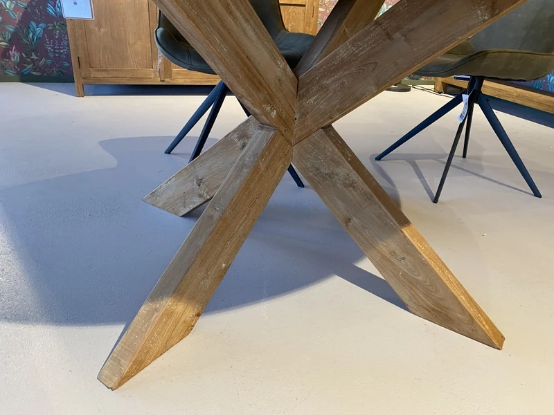 Tisch rund Teak, runder Esstisch Massivholz, Esstisch Teakholz, Durchmesser 140 cm