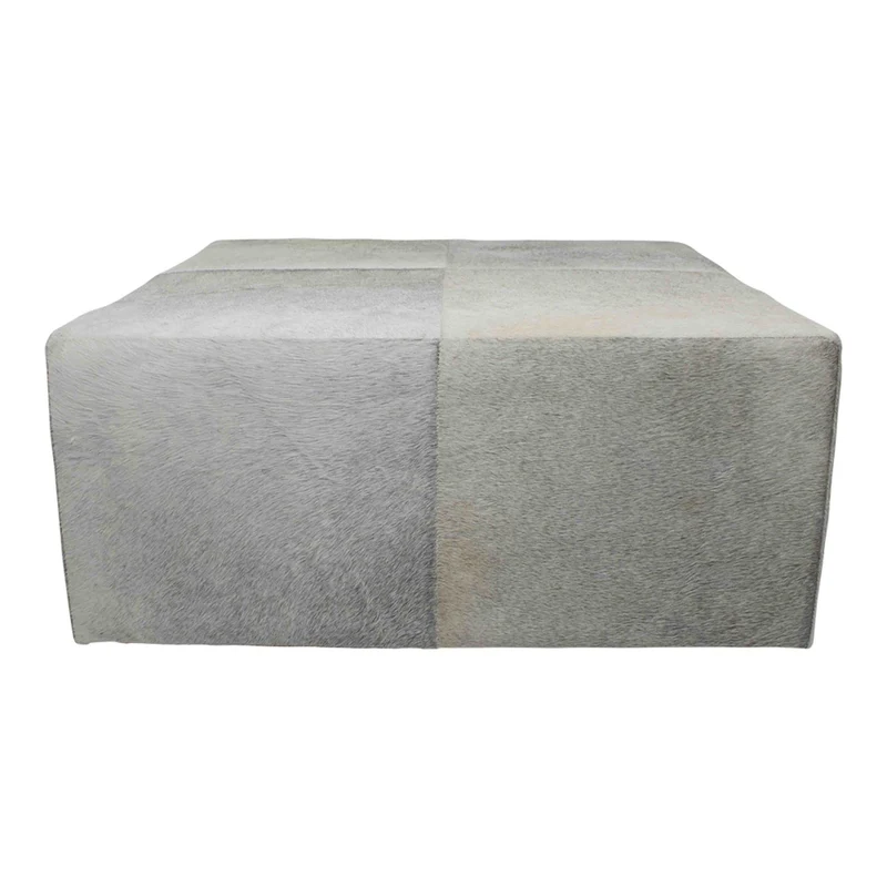 Couchtisch Kuhfell, Hocker Kuhfell, Beistelltisch Kuhfell grau, Maße 80x80 cm