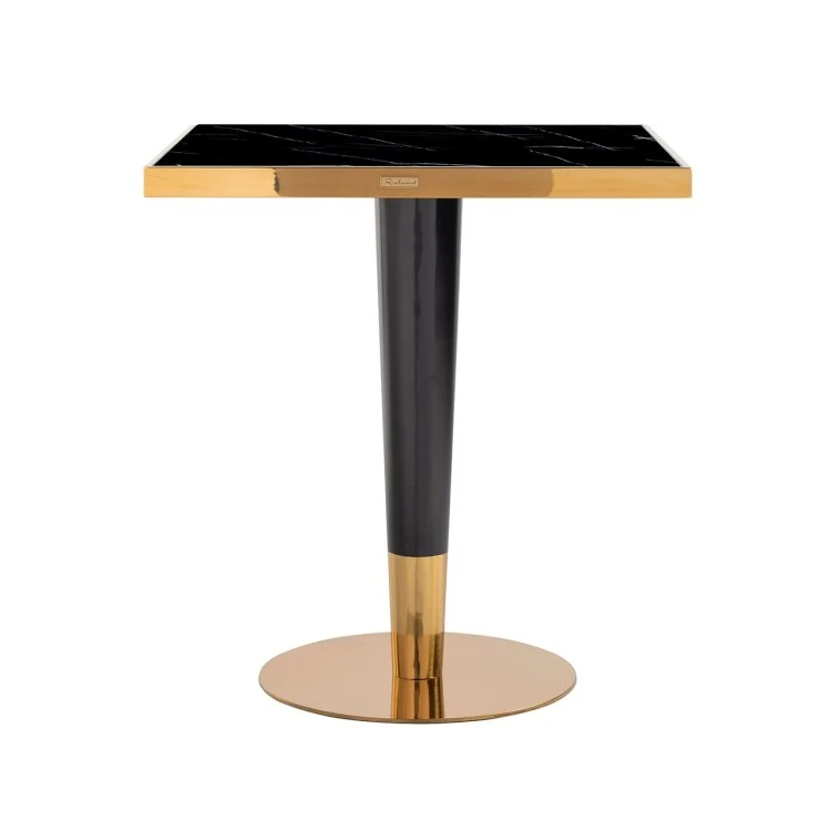 Bistrotisch Gold-schwarz, Esstisch Gold quadratisch, Tisch Gold-schwarz, Maße 70x70 cm