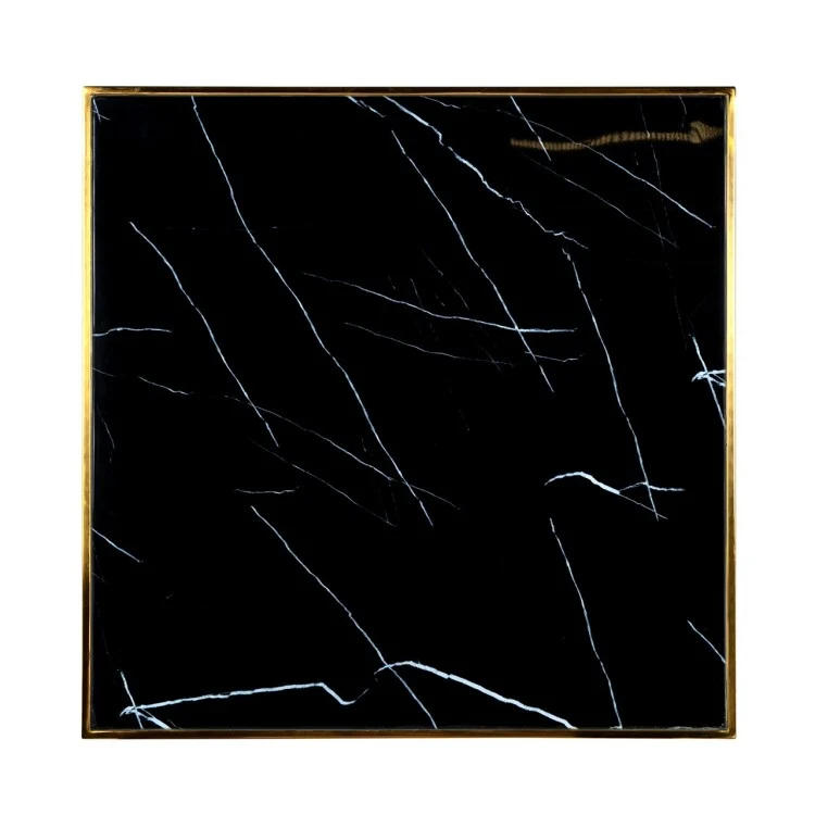 Bistrotisch Gold-schwarz, Esstisch Gold quadratisch, Tisch Gold-schwarz, Maße 70x70 cm