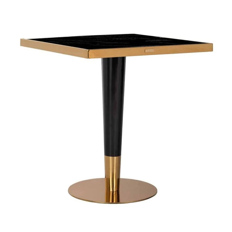 Bistrotisch Gold-schwarz, Tisch Gold-schwarz, Bistrotisch Marmoroptik schwarz, Breite 70 cm