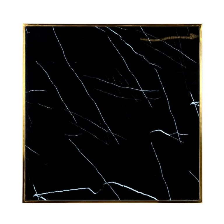 Bistrotisch Gold-schwarz, Tisch Gold-schwarz, Bistrotisch Marmoroptik schwarz, Breite 70 cm