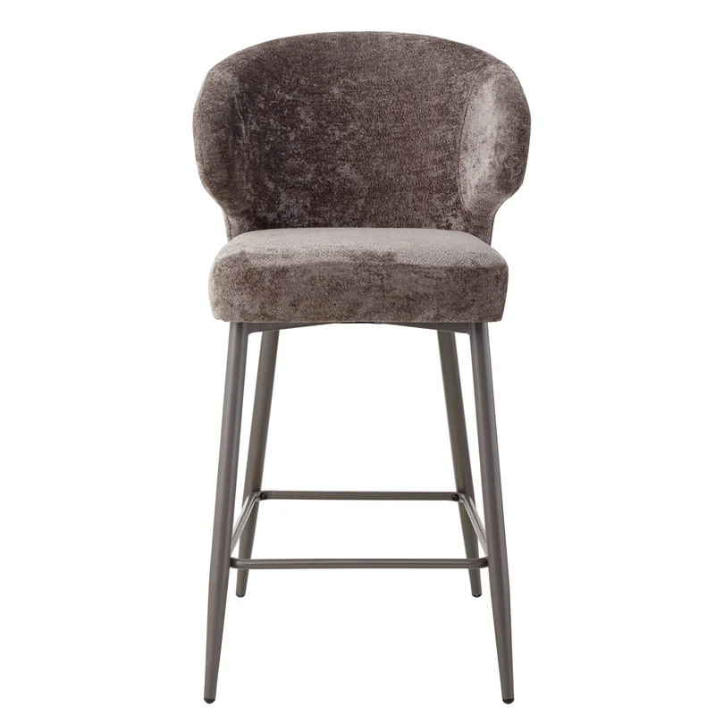 Barstuhl grau, Barstuhl gepolstert Metall-Gestell, Sitzhöhe 66 cm