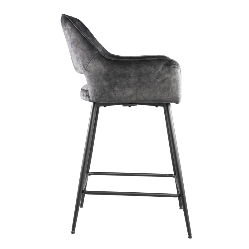 Barstuhl anthrazit, Barstuhl gepolstert Metall-Gestell, Sitzhöhe 65 cm