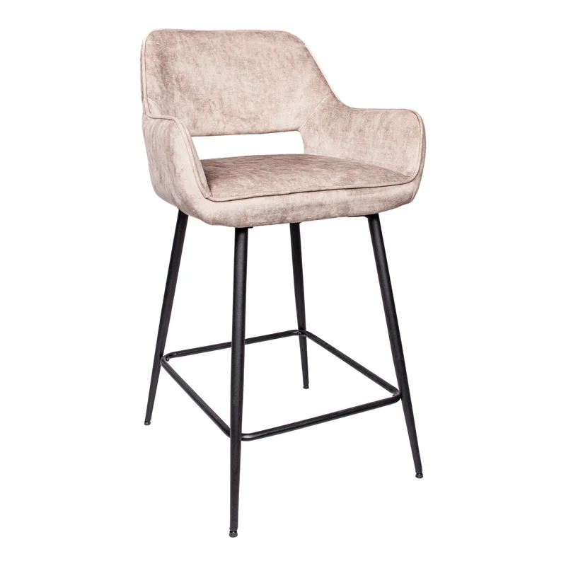 Barstuhl Khaki, Barstuhl gepolstert Metall-Gestell, Sitzhöhe 65 cm