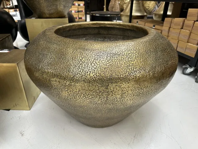 Großer Blumentopf Bronze, XXL Blumentopf Metall Gold matt, Durchmesser 92 cm