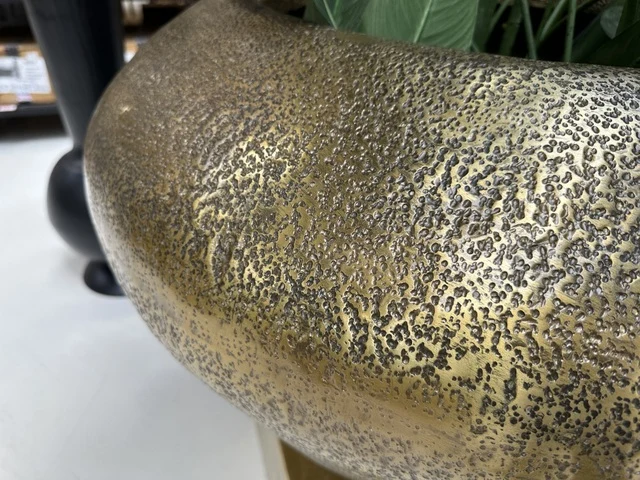 Großer Blumentopf Bronze, XXL Blumentopf Metall Gold matt, Durchmesser 92 cm