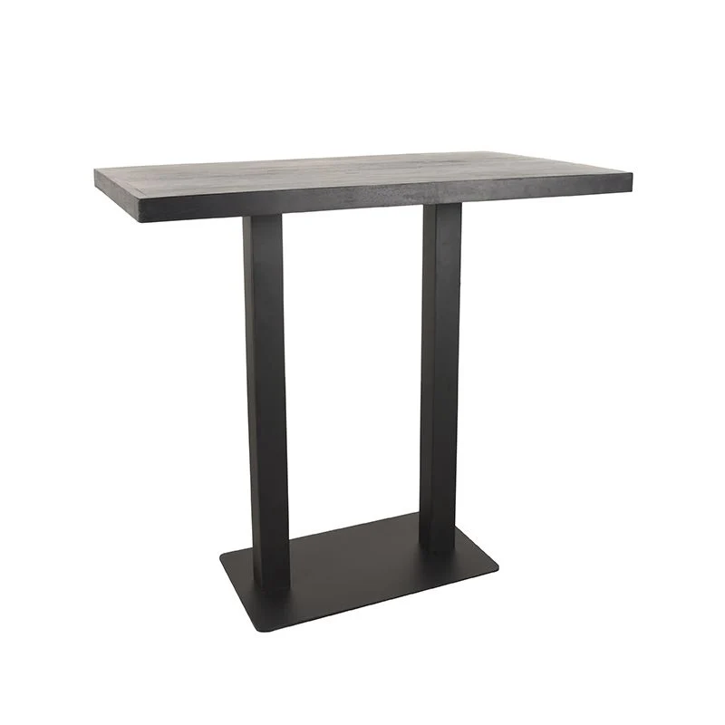 Bartisch schwarz Holz massiv, Bartisch Metall-Gestell schwarz, Höhe 108 cm