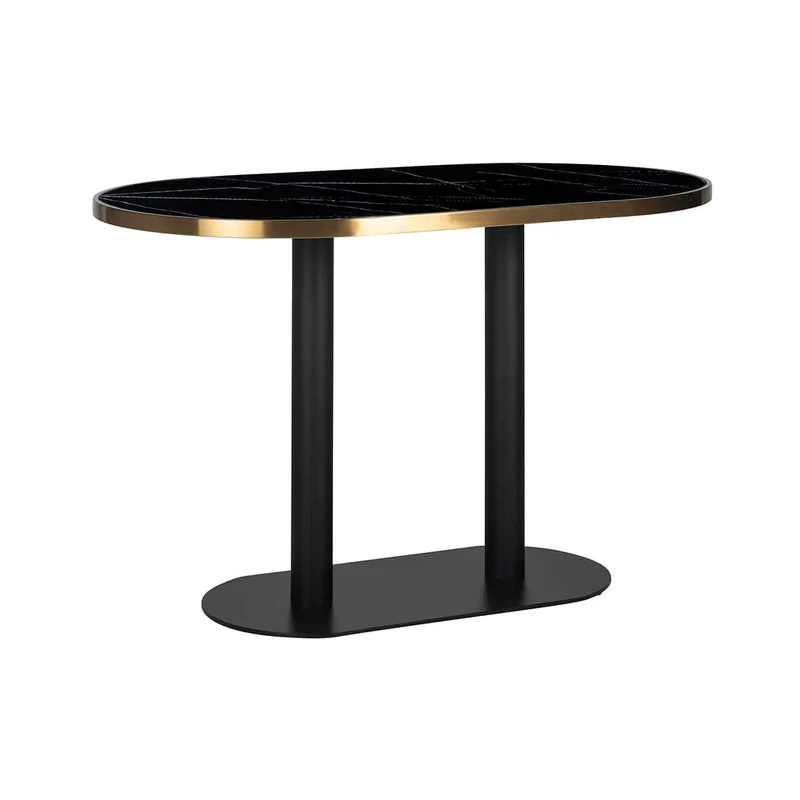 Bistrotisch oval Gold-schwarz, Esstisch oval Gold, Tisch oval Gold-schwarz, Breite 120 cm