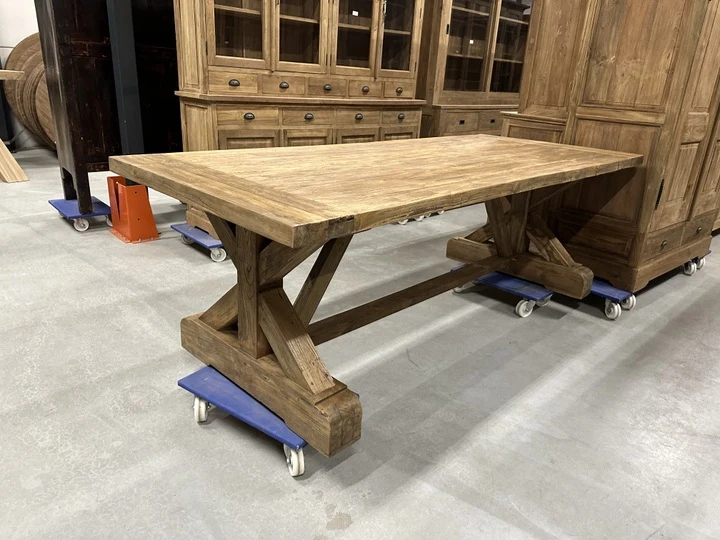 Gartentisch Esstisch Alt-Teakholz, Gartenesstisch Holz Teak, Massivholz Esstisch, Länge 300 cm