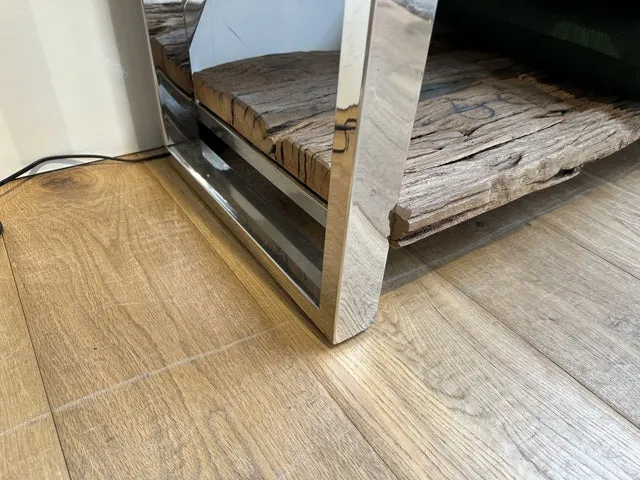 Regal Silber Altholz, Bücherregal Altholz Gestell verchromt, Breite 100 cm (Ausverkauft)