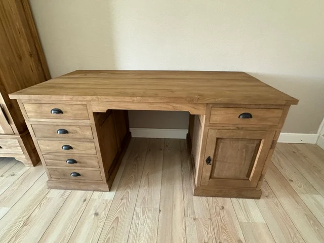 Schreibtisch Teakholz, Tisch Teak, Schreibtisch Massivholz, Breite 160 cm