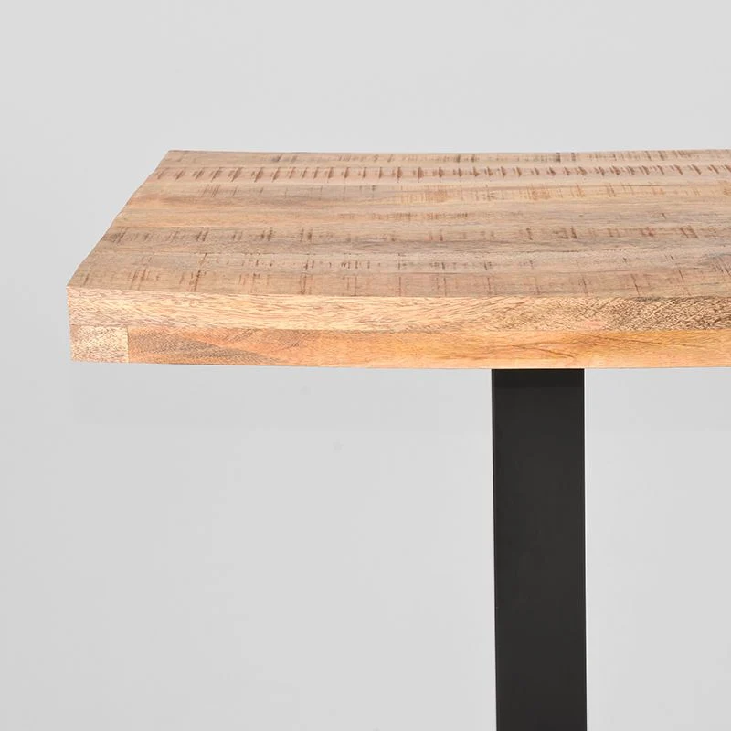 Bartisch Naturholz-braun massiv, Bartisch Metall-Gestell schwarz, Höhe 92 cm