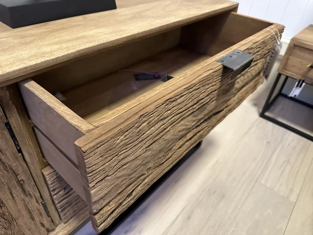 Sideboard Altholz schwarz-braun, Anrichte Altholz, Breite 240 cm