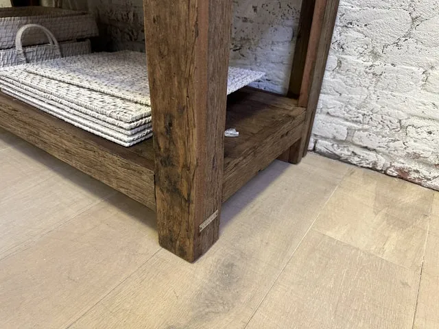 Anrichte Altholz mit Marmorplatte, Konsole Marmor-Altholz, Breite 132cm
