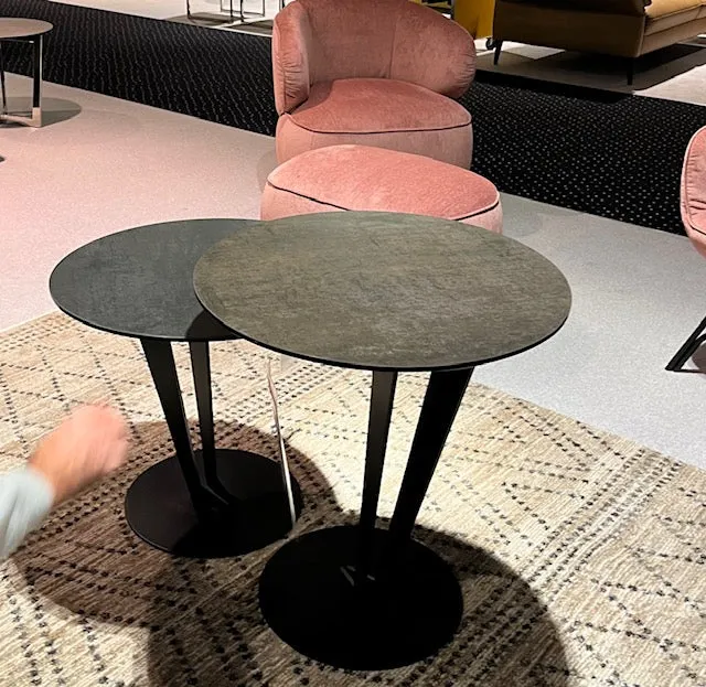 Beistelltisch Titan-anthrazit rund Keramik Tischplatte, runder Beistelltisch Keramik Beschichtung, Höhe 60 cm