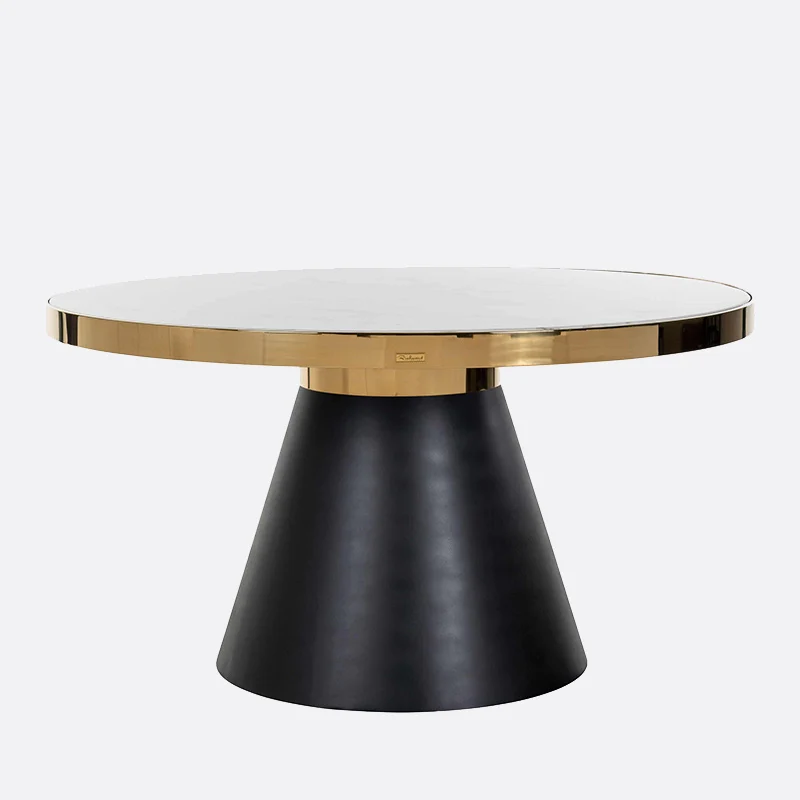Runder Esstisch Gold-schwarz, Esstisch rund Gold, Tisch rund Gold, Durchmesser 140 cm
