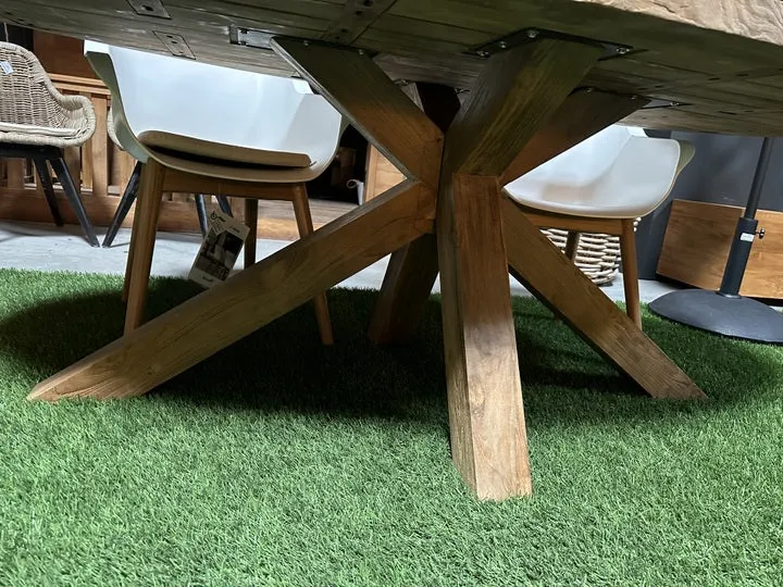 Gartentisch oval Massivholz, Esstisch oval Alt-Teakholz, Gartenesstisch oval Holz Teak, Massivholz Esstisch oval, Breite 260 cm