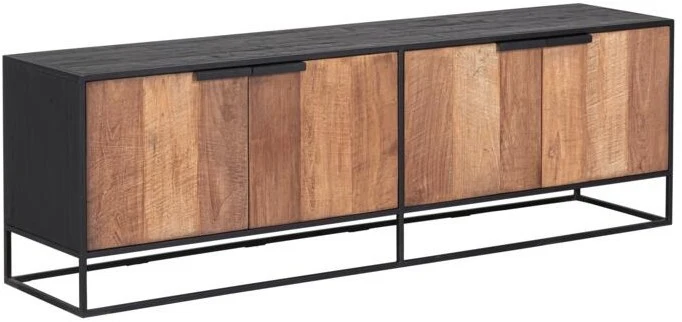 TV Schrank schwarz Naturholz, Fernseheschrank Holz Naturholz, Breite 180 cm