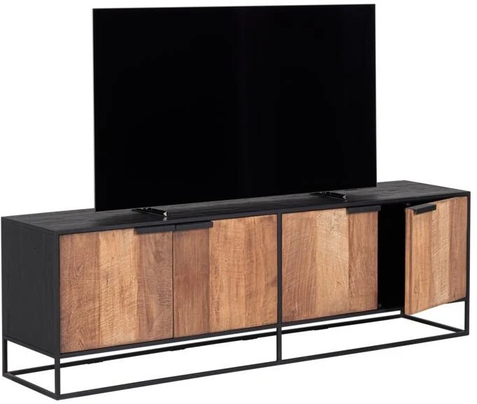 TV Schrank schwarz Naturholz, Fernseheschrank Holz Naturholz, Breite 180 cm