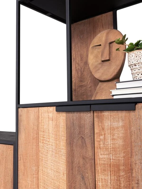 TV Schrank schwarz Naturholz, Fernseheschrank Holz Naturholz, Breite 180 cm