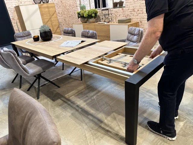 Tisch ausziehbar Eiche, Esstisch ausziehbar Eiche massiv, ausziehbarer Tisch Landhausstil, Länge 220-315 cm