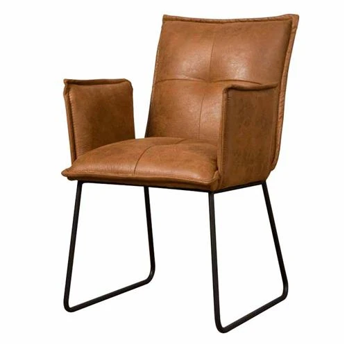 Stuhl cognac gepolstert, Esszimmerstuhl cognac, Stuhl mit Armlehne cognac
