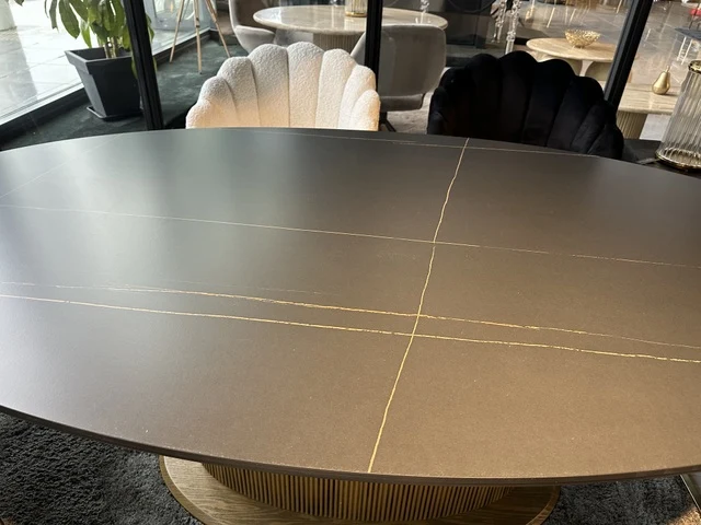 Esstisch oval Gold-schwarz, ovaler Tisch Gold, Breite 180 cm