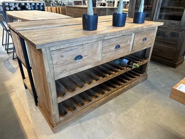 Sideboard Weinschrank Massivholz, Weinregal-Weinschrank, Breite 160 cm