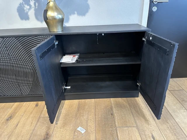 Sideboard schwarz, Anrichte schwarz, Breite 185 cm
