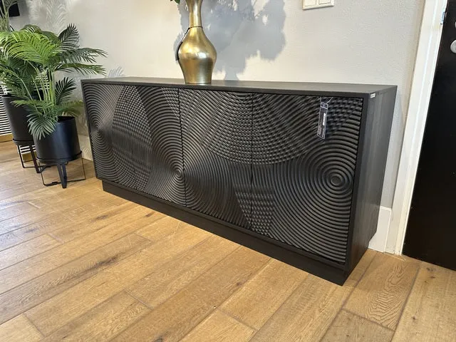 Sideboard schwarz, Anrichte schwarz, Breite 185 cm