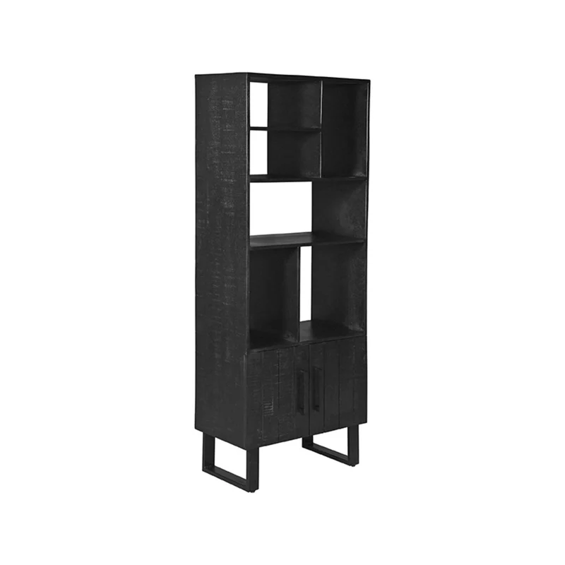 Bücherregal schwarz Holz, Regal schwarz, Regal Holz schwarz, Breite 74 cm