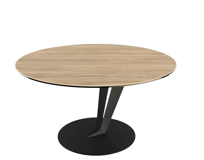 Couchtisch Eiche rund Keramik-Tischplatte, runder Couchtisch Keramik Tischplatte, Tisch Farbe Eiche Tischplatte rund, Durchmesser 75 cm