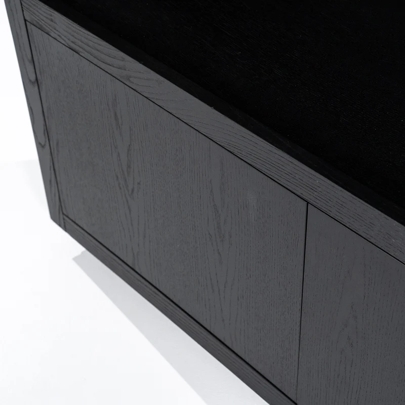 Schrank schwarz mit vier Türen, Wohnzimmerschrank schwarz Holz, Breite 120 cm