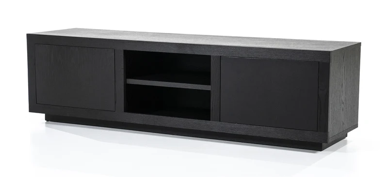 TV Schrank schwarz mit zwei Türen, Fernsehschrank schwarz Holz, Breite 160 cm