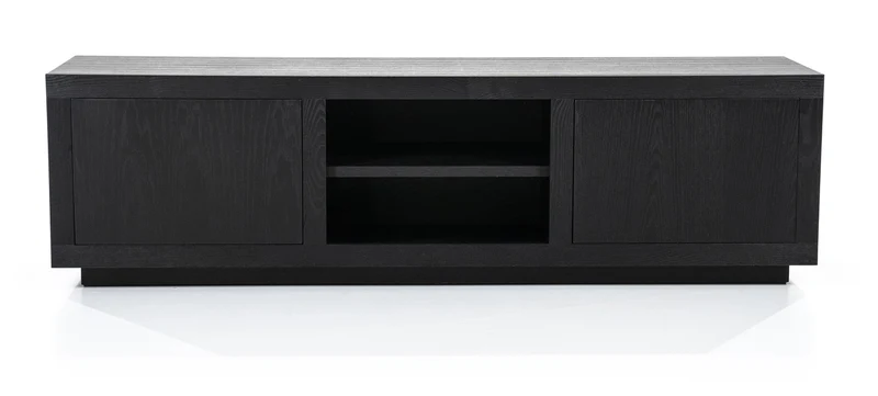 TV Schrank schwarz mit zwei Türen, Fernsehschrank schwarz Holz, Breite 160 cm
