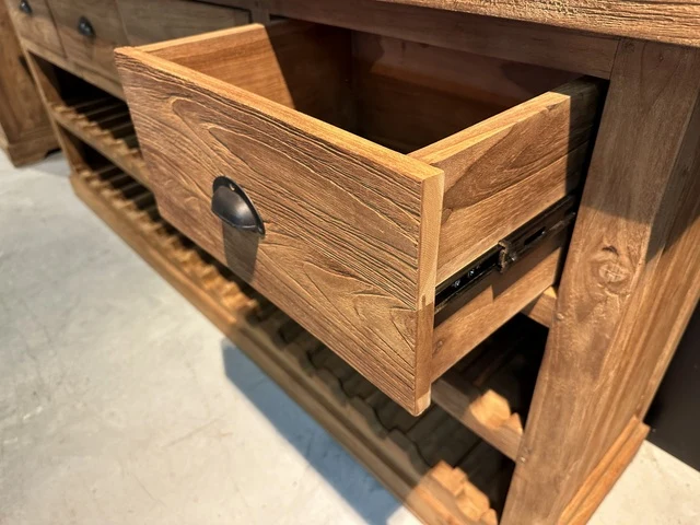 Sideboard Weinschrank Massivholz, Weinregal-Weinschrank, Breite 200 cm
