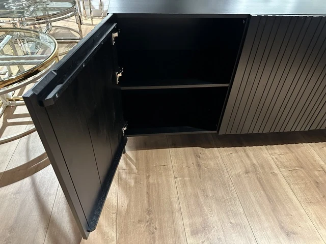 Sideboard schwarz Front Massivholz, Anrichte schwarz, Breite 180 cm