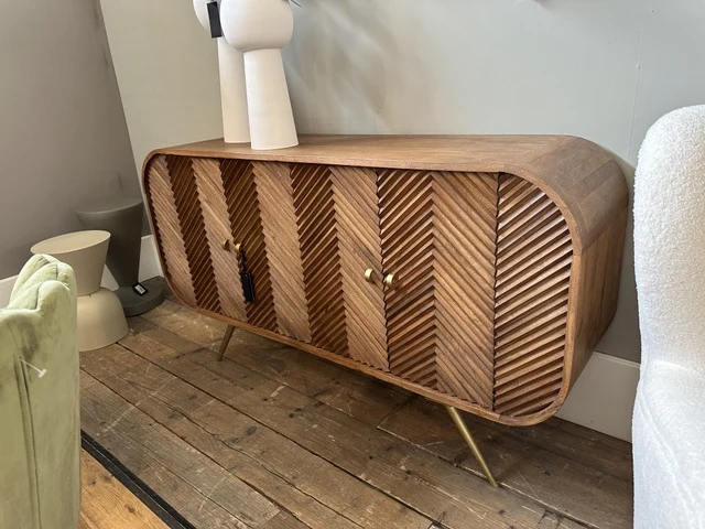 Sideboard Naturholz-Farbe, Anrichte braun, Breite 153 cm