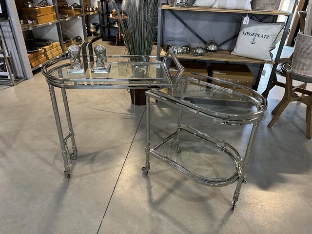 Barwagen Silber, Trolley Silber, Servierwagen Silber, Breite 75 cm