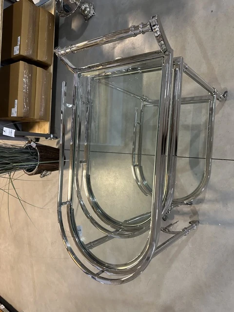 Barwagen Silber, Trolley Silber, Servierwagen Silber, Breite 75 cm