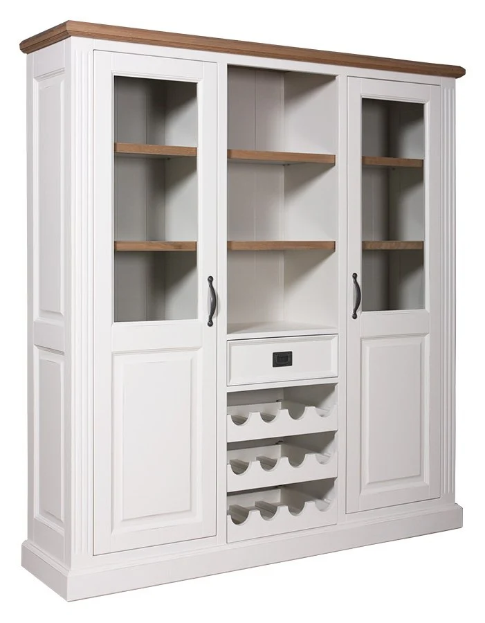 Weinschrank weiß Landhaus, Schrank weiß Landhausstil, Buffetschrank weiß Landhausstil, Breite 157 cm