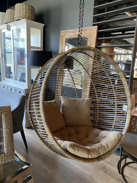 Hängesessel mit Kette, Rattan Hängesessel, Durchmesser 110 cm