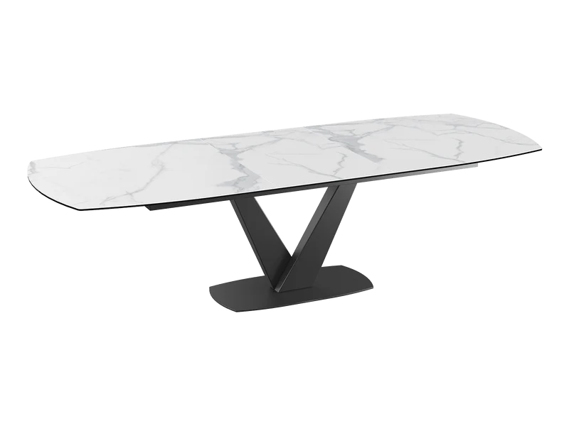 Esstisch Marmoroptik Keramik-Tischplatte, Esstisch ausziehbar, Tisch Keramik Tischplatte weiß-grau, Tisch ausziehbar Marmoroptik, Breite 200-260 cm